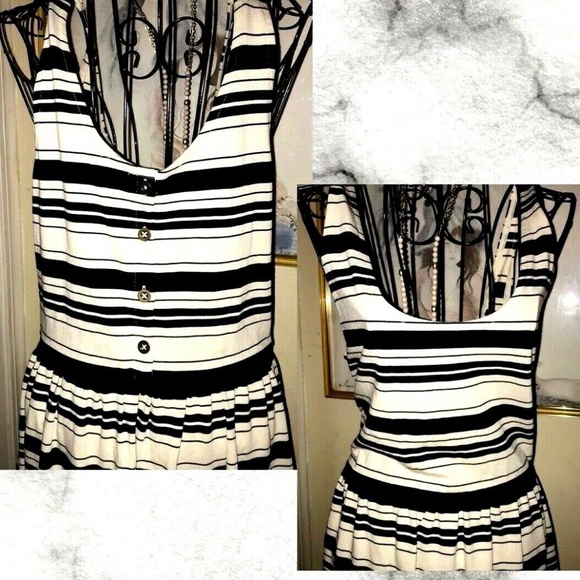 J.CREW BLACK & IVORY STRIPED DRESS~BACK BUTTONS~M - Picture 6 of 7